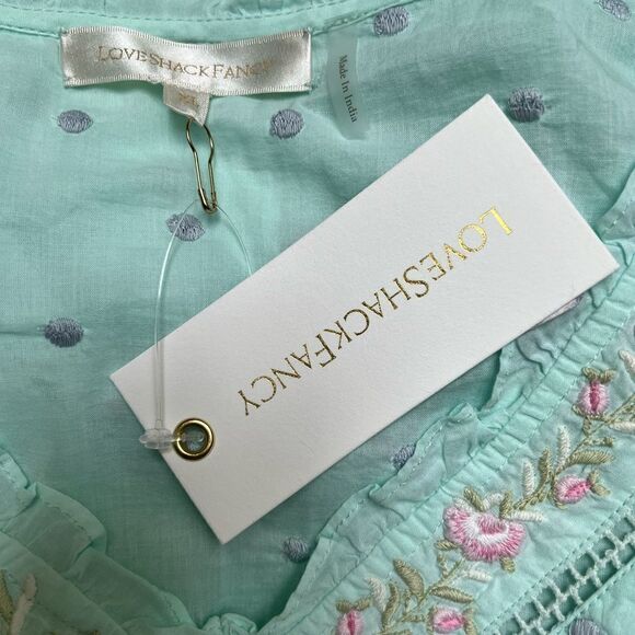 LOVESHACKFANCY ADLEY RUFFLED LACE MINI DRESS in Seafoam Green XL - Picture 11 of 11